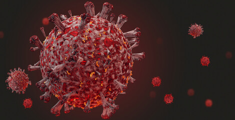 virus cell close-up red Coronavirus covid-19 3d-illustration