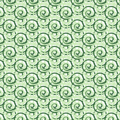 Fototapeta premium Abstract pattern made with curls in light green and dark green colors.