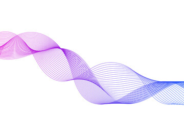 Fototapeta premium Abstract wavy lines background. Purple blue color gradient. White background. Curved smooth lines. Stripes wave design element. Frequency signal. Advertising banner. Vector illustration, flat,clip art