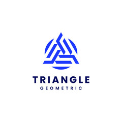 triangle geometric logo vector with blue color