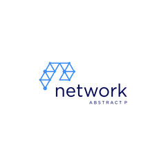 Fototapeta premium P network logo vector with abstract shape