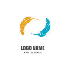 Obraz premium Feather pen write sign logo template app icons