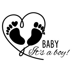 Print Cute baby footprint with text. Vector illustration
