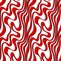 Red and black graphic waves. Seamless pattern. Vector illustration on a white background.