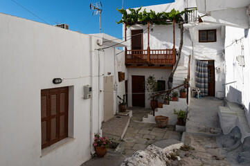Fototapeta na wymiar Buildings of traditional architecture in Skyros island, Greece