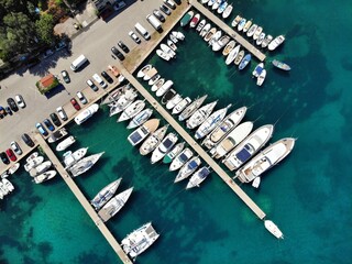 Fototapeta na wymiar Summer marina drone view in Croatia