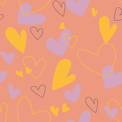 Seamless pattern with heart shapes. Romantic Happy Valentines Day vector illustration.