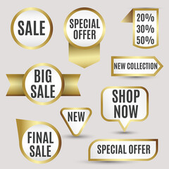 Fototapeta premium Vector gold collection of labels for sale and special offer and new collection text