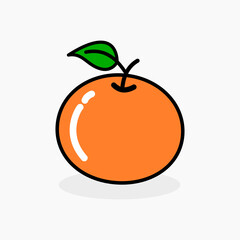 Drawing of orange and small green leaf on white background vector
