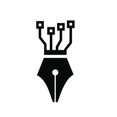 smart tech pen logo concept pen with circuit vector icon design illustration 