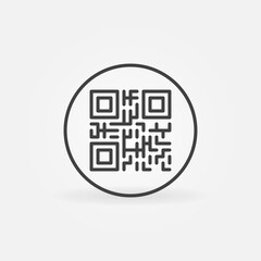 Circle with QR Code linear vector concept icon or logo element