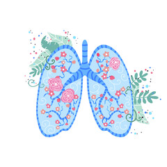 Human lungs. Taking care of your health. Vector illustration.