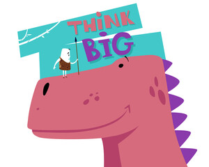 Think Big. Man and dinosaur