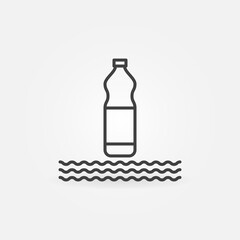 Plastic bottle in sea vector concept line icon. Ban to use plastic bottles sign in outline style
