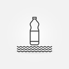 Plastic bottle in sea vector concept line icon. Ban to use plastic bottles sign in outline style