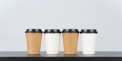 Blank paper coffee cup set on white background