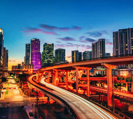 Fototapeta na wymiar downtown city at night Miami Florida beautiful views 