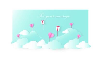 Vector symbols paper art of love for Happy Women's, Mother's, Valentines Day, biAthday greeting card design. And space for your messages