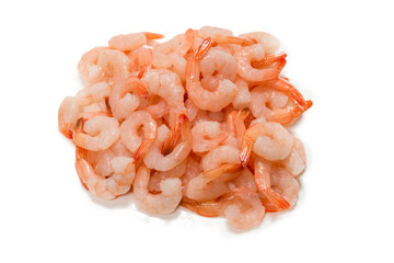 Frozen shrimps background. Top view.