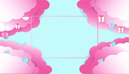 Vector symbols paper art of love for Happy Women's, Mother's, Valentines Day, birthday greeting card design. And space for your messages