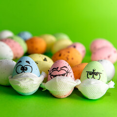 Masked funny eggs for Easter