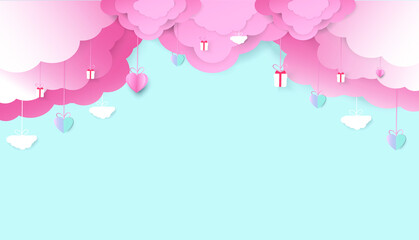 Vector symbols paper art of love for Happy Women's, Mother's, Valentines Day, birthday greeting card design. And space for your messages