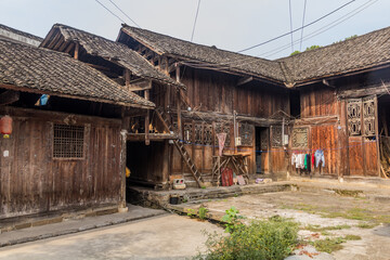 Courtyard of a traditional wooden house in Furong Zhen town, Hunan province, China