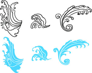 water splash and Japanese wave for tattoo.Japanese wave for tattoo.cloud tattoo ,coloring book japanese style.Traditional Asian tattoo.Tattoo art highly detailed in line art style.