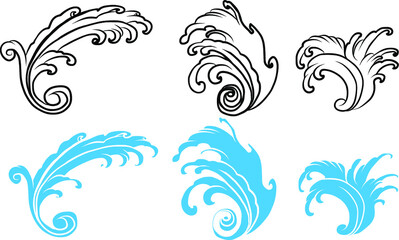 Fototapeta na wymiar water splash and Japanese wave for tattoo.Japanese wave for tattoo.cloud tattoo ,coloring book japanese style.Traditional Asian tattoo.Tattoo art highly detailed in line art style.