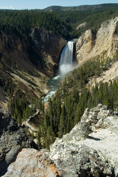 View of the waterfall in the Grand Canyon of the Yellowstone, Yellowstone National Park, Wyoming | NONE |
