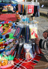 Martenitsa or martisor for March 1 ( Baba Marta day) are selling at market.