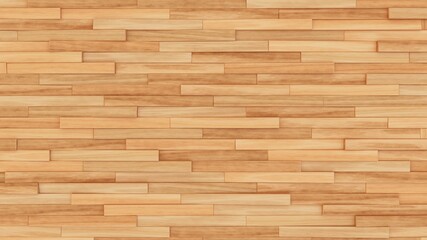 Wooden wall background. Light wood pattern. Modern wood template. Horizontal wooden volume planks. 3d illustration.