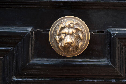 Door handle on the front of residential housing.