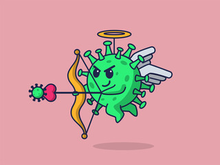 corona virus acts as cupid valentine concept illustration