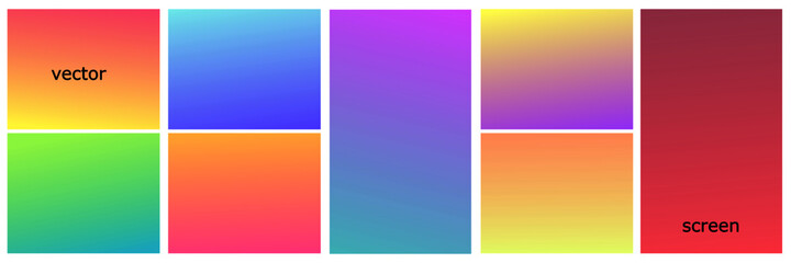 Fototapeta premium Abstract colorful blurred vector backgrounds. Warm summer colors halftone gradients. Vector illustration screen vector design for mobile app or UI design