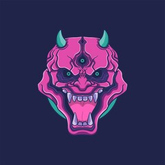 oni devil head artwork illustration