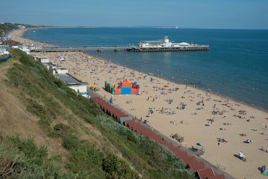 Beach and Victorian Pier in Bournemouth, Dorset.