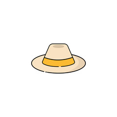 Hat isolate icon on white background. Vector illustration in flat cartoon design. 