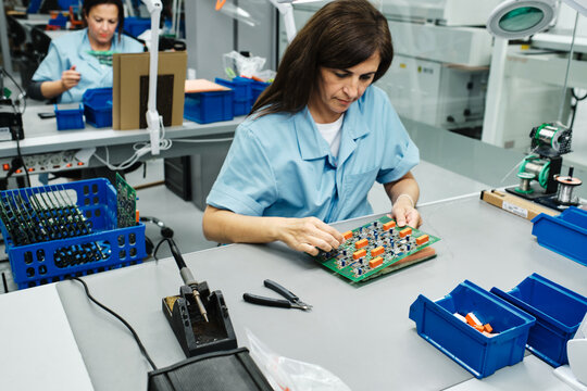 several employees working in a factory on your table