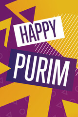 Happy Purim. Holiday concept. Template for background, banner, card, poster with text inscription. Vector EPS10 illustration.