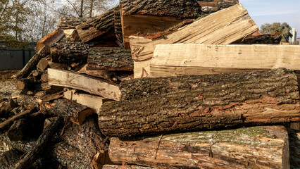 stack of firewood. pile of wood logs