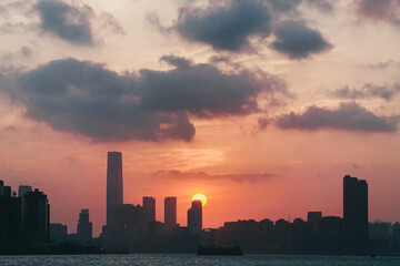 Plakat Sunset in Hong Kong fishing valley, Lei Yue Mun
