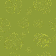 Botanical pattern. Foliage line art drawing. Plant Art design for print, cover, wallpaper, natural wall art. Vector illustration.