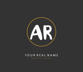 AR Initial letter handwriting and signature logo. A concept handwriting initial logo with template element.