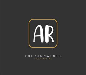 AR Initial letter handwriting and signature logo. A concept handwriting initial logo with template element.