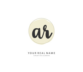 AR Initial letter handwriting and signature logo. A concept handwriting initial logo with template element.