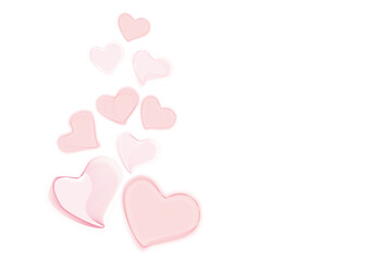 Viele rosa Herzen auf weißem Hintergrund.