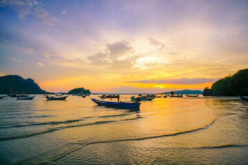 Beautiful twilight at Koh Teab , crab conservation bank, Chumphon, Thailand