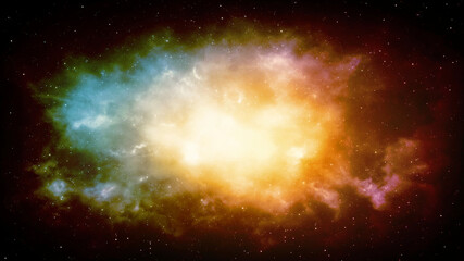 Abstract background of a bright nebula in the middle of space. Realistic illustration
