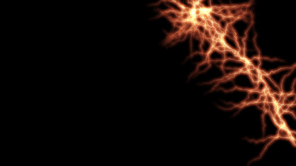 Abstract orange electric lighting effects lightning and thunder glow and sparkle effect. Light and shiny thunder strike